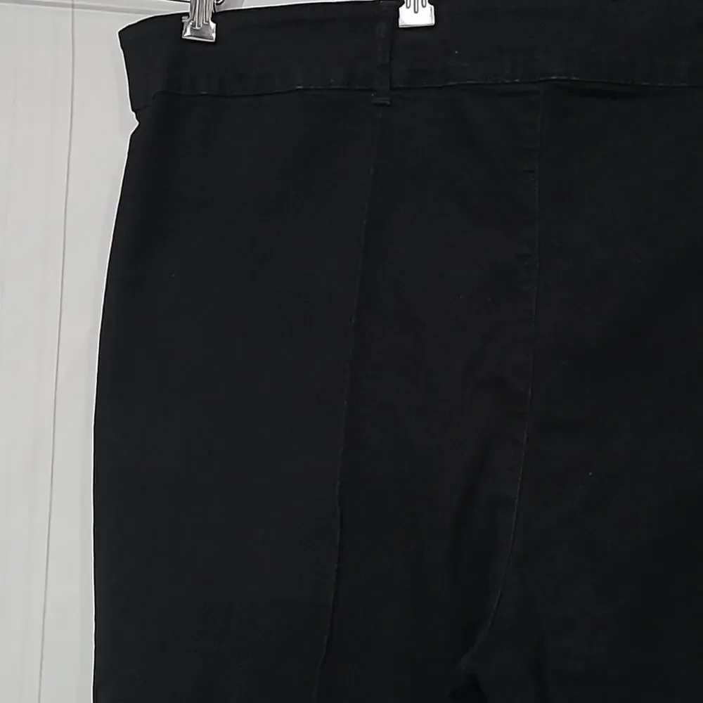 Hot Topic SZ 26 Black Denim Jeans Wide Leg Loose Fit Two Button Goth Stretch